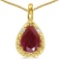 0.55 CARAT RUBY & 0.01 CTW DIAMOND 14KT SOLID YELLOW GOLD PENDANT