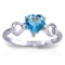 0.96 Carat 14K Solid White Gold Carry You Home Blue Topaz Diamond Ring