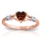 0.47 Carat 14K Solid Rose Gold Rings Natural Diamond Garnet