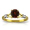 1.07 CTW 14K Solid Gold Garnet Rules Garnet Diamond Ring