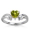 1.26 Carat 14K Solid White Gold Ring Diamond Peridot