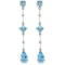 14K Solid White Gold Chandelier Earrings withDiamond & Blue Topaz