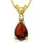 0.85 CARAT GARNET & 0.01 CTW DIAMOND 14KT SOLID YELLOW GOLD PENDANT