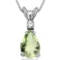 0.64 CARAT GREEN AMETHYST & 0.01 CTW DIAMOND 14KT SOLID WHITE GOLD PENDANT