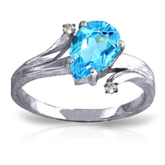 1.51 CTW 14K Solid White Gold Only Hold You Blue Topaz Diamond Ring