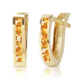 0.7 Carat 14K Solid Gold Oval Huggie Earrings Citrine