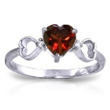 0.96 Carat 14K Solid White Gold Communication Garnet Diamond Ring