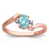 0.46 Carat 14K Solid Rose Gold Rings Natural Diamond Blue Topaz