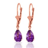 2.5 Carat 14K Solid Rose Gold Leverback Earrings Amethyst