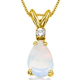 0.4 CARAT OPAL & 0.01 CTW DIAMOND 14KT SOLID YELLOW GOLD PENDANT