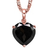 1 CARAT MIDNIGHT BLACK SAPPHIRE 10K SOLID RED GOLD HEART SHAPE PENDANT