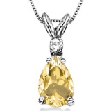 0.62 CARAT CITRINE & 0.01 CTW DIAMOND 14KT SOLID WHITE GOLD PENDANT