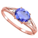 0.52 CARAT EGYPT BLUE TANZANITE & 0.02 CTW DIAMOND 10KT SOLID RED GOLD RING