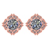 Certified .98 Ctw Diamond 14k Rose Gold Halo Stud Earring