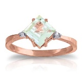 1.77 Carat 14K Solid Rose Gold Ring Diamond Aquamarine