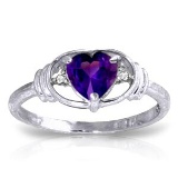 0.96 Carat 14K Solid White Gold First Let Go Amethyst Diamond Ring