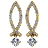 Certified .72 Ctw Diamond 14k Yellow Gold Halo Dangling Earring VS-SI2