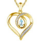 0.47 CARAT SKY BLUE TOPAZ & CZ 14KT SOLID YELLOW GOLD PENDANT