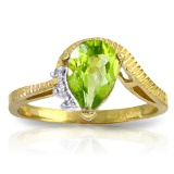 1.52 CTW 14K Solid Gold Love Stems Peridot Diamond Ring