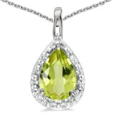 0.42 CARAT PERIDOT & CZ 14KT SOLID WHITE GOLD PENDANT