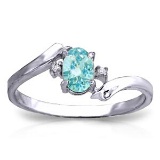 0.46 CTW 14K Solid White Gold Rings Natural Diamond Blue Topaz