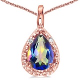 0.4 CARAT OCEAN BLUE MYSTICS QUARTZ & 0.01 CTW DIAMOND 14KT SOLID RED GOLD PENDANT