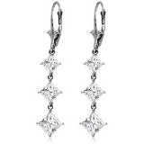 14K Solid White Gold Cubic Zirconia Leverback Chandelier Earrings