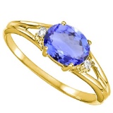 0.52 CARAT EGYPT BLUE TANZANITE & 0.02 CTW DIAMOND 10KT SOLID YELLOW GOLD RING