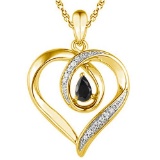 0.55 CARAT MIDNIGHT BLACK SAPPHIRE & CZ 14KT SOLID YELLOW GOLD PENDANT