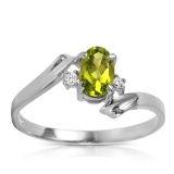 0.46 Carat 14K Solid White Gold Rings Natural Diamond Peridot