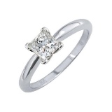 Certified 1.06 CTW Princess Diamond Solitaire 14k Ring E/SI2