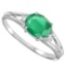 0.43 CARAT EMERALD & 0.02 CTW DIAMOND 10KT SOLID WHITE GOLD RING