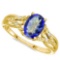 0.75 CARAT OCEAN BLUE MYSTIC QUARTZ & 0.04 CTW DIAMOND 14KT SOLID YELLOW GOLD RING