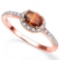 0.65 CTW GENUINE GARNET & GENUINE DIAMOND (24 PCS) 10KT SOLID RED GOLD RING