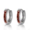 1.3 Carat 14K Solid White Gold Hoop Huggie Earrings Garnet