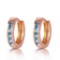 1.2 CTW 14K Solid Rose Gold Hoop Huggie Earrings Blue Topaz