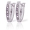 0.04 CTW 14K Solid White Gold Oval Huggie Earrings Diamond