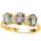 1.15 CTW MYSTIC GEMSTONE & GENUINE DIAMOND (4 PCS) 10KT SOLID YELLOW GOLD RING