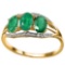 1.3 CTW GENUINE EMERALD & GENUINE DIAMOND (2 PCS) 10KT SOLID YELLOW GOLD RING