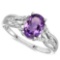 0.8 CARAT AMETHYST & 0.04 CTW DIAMOND 14KT SOLID WHITE GOLD RING