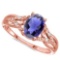 0.62 CARAT IOLITE & 0.04 CTW DIAMOND 14KT SOLID RED GOLD RING