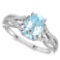 0.95 CARAT SKY BLUE TOPAZ & 0.04 CTW DIAMOND 14KT SOLID WHITE GOLD RING