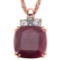 10.0 CTW GENUINE RUBY & 0.28 CTW RED TOPAZ & GENUINE DIAMOND (3 PCS) 10KT SOLID RED GOLD PENDANT