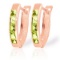 1 Carat 14K Solid Rose Gold Oval Huggie Earrings Peridot