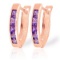 0.85 CTW 14K Solid Rose Gold Oval Huggie Earrings Purple Amethyst