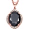 5.89 CTW BLACK SAPPHIRE & (16 PCS) DIAMOND 10KT SOLID RED GOLD PENDANT