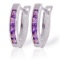 0.85 Carat 14K Solid White Gold Oval Huggie Earrings Purple Amethyst