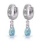 1.37 Carat 14K Solid White Gold Hoop Earrings Diamond Blue Topaz