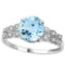 2.37 CTW GENUINE SKY BLUE TOPAZ & GENUINE DIAMOND (12 PCS) 10KT SOLID WHITE GOLD RING