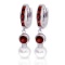 4.3 Carat 14K Solid White Gold Huggie Earrings pearl Garnet